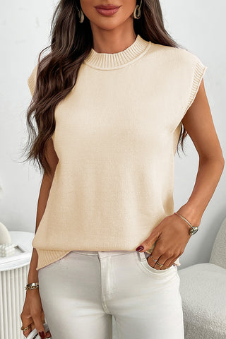 Sleeveless Ribbed Knit Sweater Top