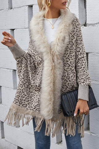 Fringed Leopard Cardigan