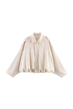 Oversized Zip-Up Jacket with Shoulder Tabs