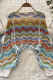 Textured Wave Pattern Sweater