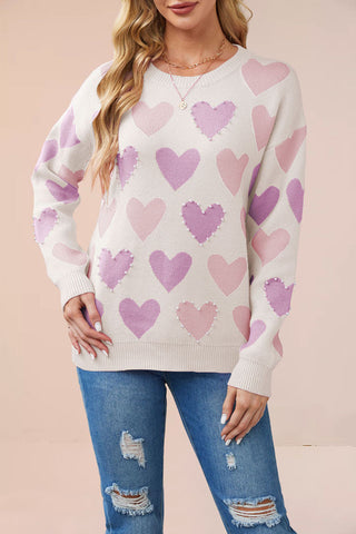 Heart Pattern Knit Sweater