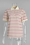 Striped Polo T-Shirt with Button Details