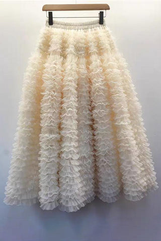Ruffled Midi Casual Skirt
