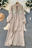 Button-Front Floral Maxi Dress