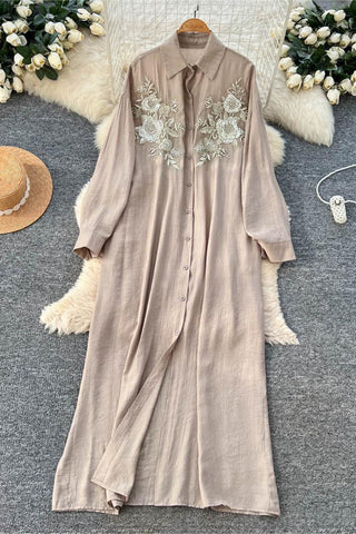 Button-Front Floral Maxi Dress