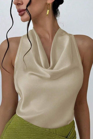 Draped Cowl Neck Tank Top
