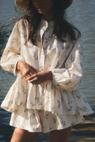 Floral Button-Front Short Set