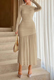 Elegant Ruched Casual Midi Dress