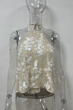 Halter Sequin Embellished Tank Top