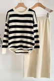 Striped Sweater and Skirt Set