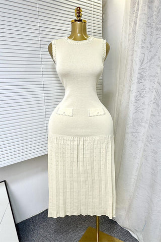 Sleeveless Pleated Midi Dress