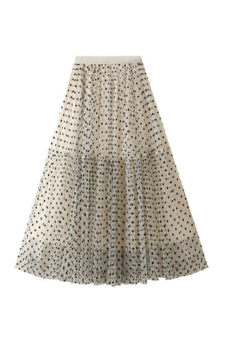 Polka Dot Tiered Maxi Skirt