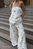 Strapless Polka Dot Pants Set