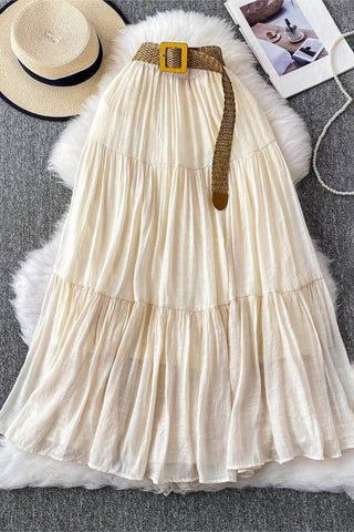 Tiered Maxi Skirt with Belt