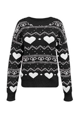 Geometric Heart Knit Sweater