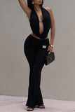 Elegant Wide-Leg Halter Pants Set