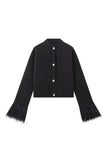Feather-Trim Cardigan