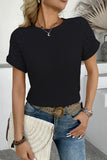 Eyelet Sleeve Casual T-Shirt