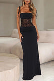 Lace Panel Spaghetti Strap Maxi Dress