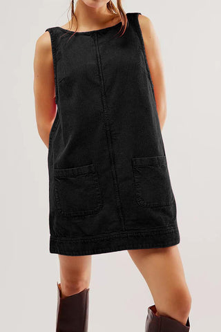 Sleeveless Corduroy Casual Dress