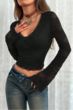 Lace Detail Long-Sleeve Blouse