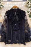 Elegant Ruffled Blouse with Bow Accent