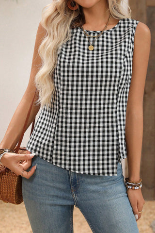 Checked Sleeveless Tank Top