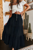 Buttoned Denim Skirt