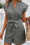 Button-Front Striped Romper