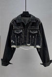 Studded Distressed Denim Jacket