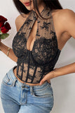 Lace Halter Neck Cami Top