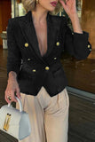 Stylish Buttoned Denim Blazer
