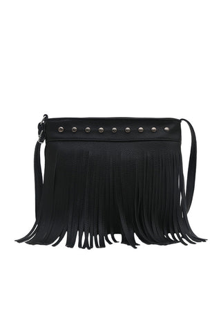 Fringe Crossbody Bag with Stud Detail