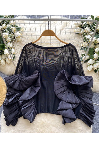 Ruffle Sleeve Statement Blouse
