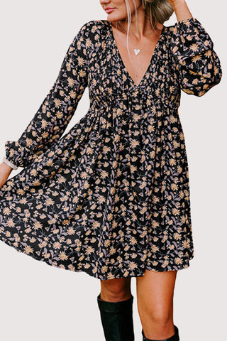 Floral Print Smocked Casual Dress