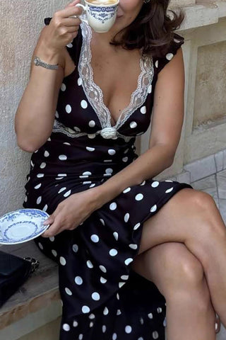 Ruffled Polka Dot Casual Dress