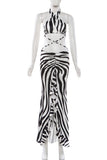 Halter Tie Zebra Print Dress