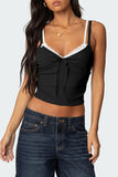 Lace-Trimmed Tie-Front Camisole