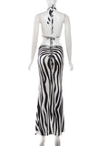 Halter Tie Zebra Print Dress