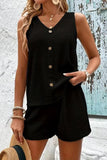 Button-Front Sleeveless Short Set