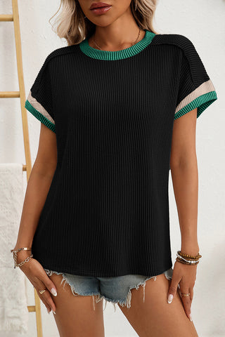 Stylish Short-Sleeve Ribbed T-Shirt