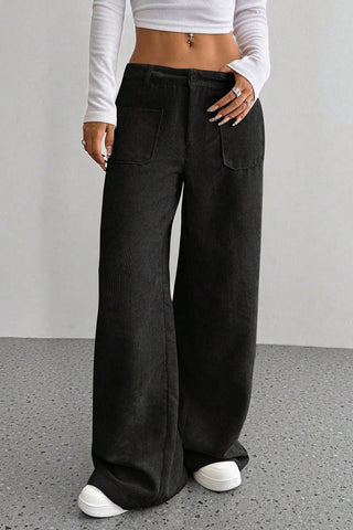 Wide-Leg Casual Pants with Pockets