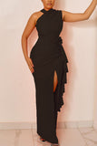 Elegant Asymmetric Ruffle Dress
