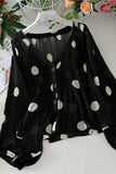 Button-Front Polka Dot Blouse