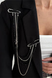 Stylish Pin and Chain Jacket Accessory