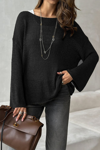 Open-Knit Boat Neck Top