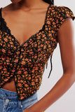 Floral Lace Trim Sleeveless Blouse