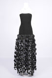Strapless Evening Gown with Textured Skirt