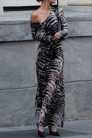 Abstract Neckline Maxi Dress