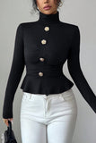 Elegant Button-Up Peplum Top